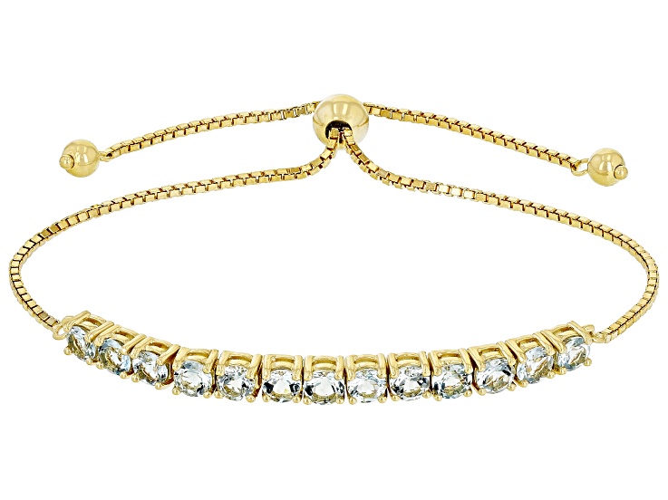 Blue Aquamarine Rhodium Over Sterling Silver, Bolo Bracelet 2.54ctw