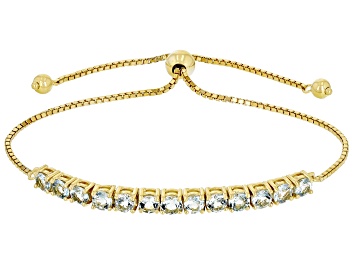 Picture of Blue Aquamarine Rhodium Over Sterling Silver, Bolo Bracelet 2.54ctw