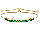 Green Lab Created Emerald 18k Yellow Gold Over Sterling Silver Bolo Bracelet 2.64ctw