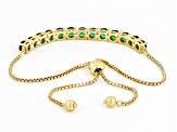 Green Lab Created Emerald 18k Yellow Gold Over Sterling Silver Bolo Bracelet 2.64ctw