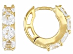 White Topaz 18k Yellow Gold Over Sterling Silver April Birthstone Huggie Earrings 2.04ctw