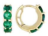 Green Lab Created Emerald 18k Yellow Gold Over Silver May Birthstone Huggie Earrings 1.63ctw