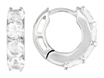 White Topaz Rhodium Over Sterling Silver April Birthstone Huggie Earrings 2.04ctw