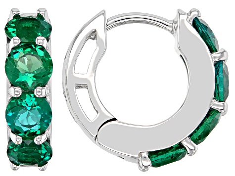 Green Lab Created Emerald Rhodium Over Sterling Silver May Birthstone ...