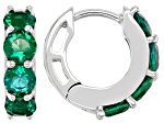 Green Lab Created Emerald Rhodium Over Sterling Silver May Birthstone Huggie Earrings 1.63ctw