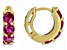 Red Lab Created Ruby 18k Yellow Gold Over Sterling Silver July Birthstone Huggie Earrings 2.04ctw