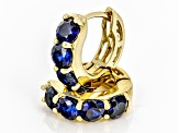 Blue Lab Created Sapphire 18k Yellow Gold Over Silver September Birthstone Huggie Earrings 2.10ctw