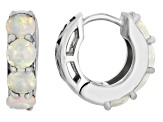Multi-Color Ethiopian Opal Rhodium Over Sterling Silver October Birthstone Huggie Earrings 1.16ctw