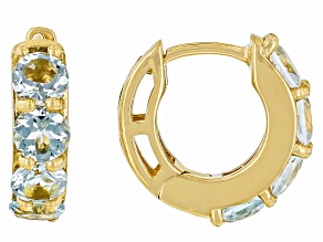 Sky Blue Topaz 18k Yellow Gold Over Sterling Silver December Birthstone Huggie Earrings 2.18ctw