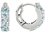 Sky Blue Topaz Rhodium Over Sterling Silver December Birthstone Huggie Earrings 2.18ctw