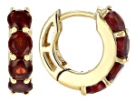 Red Garnet 18k Yellow Gold Over Sterling Silver January Birthstone Huggie Hoop Earrings 2.38ctw