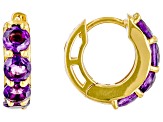 Purple Amethyst 18k Yellow Gold Over Silver February Birthstone Huggie Hoop Earrings 1.77ctw