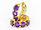 Purple Amethyst 18k Yellow Gold Over Silver February Birthstone Huggie Hoop Earrings 1.77ctw