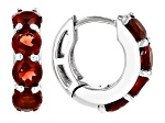 Red Garnet Rhodium Over Sterling Silver January Birthstone Huggie Hoop Earrings 2.38ctw
