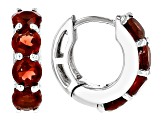 Red Garnet Rhodium Over Sterling Silver January Birthstone Huggie Hoop Earrings 2.38ctw