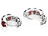 Red Garnet Rhodium Over Sterling Silver January Birthstone Huggie Hoop Earrings 2.38ctw