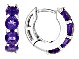 Purple Amethyst Rhodium Over Sterling Silver February Birthstone Huggie Hoop Earrings 1.77ctw