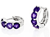 Purple Amethyst Rhodium Over Sterling Silver February Birthstone Huggie Hoop Earrings 1.77ctw