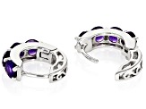 Purple Amethyst Rhodium Over Sterling Silver February Birthstone Huggie Hoop Earrings 1.77ctw