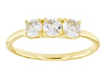 White Topaz 18k Yellow Gold Over Sterling Silver April Birthstone 3-Stone Ring 0.77ctw