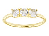 White Topaz 18k Yellow Gold Over Sterling Silver April Birthstone 3-Stone Ring 0.77ctw