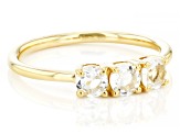White Topaz 18k Yellow Gold Over Sterling Silver April Birthstone 3-Stone Ring 0.77ctw
