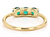 Green Lab Created Emerald 18k Yellow Gold Over Sterling Silver May Birthstone 3-Stone Ring 0.61ctw