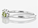 Green Peridot Rhodium Over Sterling Silver August Birthstone 3-Stone Ring 0.77ctw