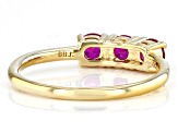 Red Lab Created Ruby 18k yellow Gold Over Sterling Silver July Birthstone 3-Stone Ring 0.77ctw