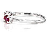 Red Lab Created Ruby Rhodium Over Sterling Silver July Birthstone 3-Stone Ring 0.77ctw
