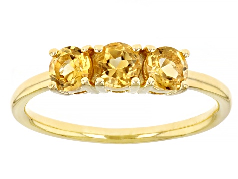 Yellow Citrine 18k Yellow Gold Over Sterling Silver November Birthstone 3-Stone Ring 0.64ctw