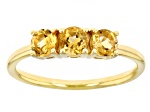 Yellow Citrine 18k Yellow Gold Over Sterling Silver November Birthstone 3-Stone Ring 0.64ctw