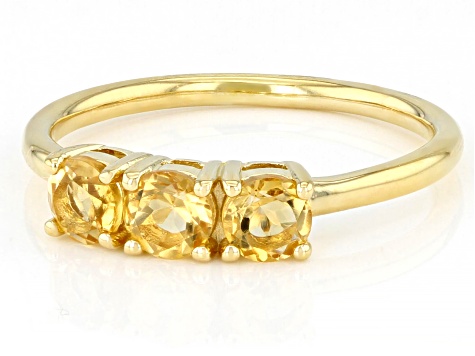 Yellow Citrine 18k Yellow Gold Over Sterling Silver November Birthstone 3-Stone Ring 0.64ctw