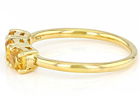 Yellow Citrine 18k Yellow Gold Over Sterling Silver November Birthstone 3-Stone Ring 0.64ctw