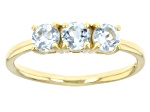Sky Blue Topaz 18k Yellow Gold Over Sterling Silver December Birthstone 3-Stone Ring 0.82ctw