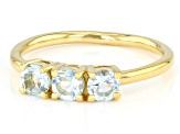 Sky Blue Topaz 18k Yellow Gold Over Sterling Silver December Birthstone 3-Stone Ring 0.82ctw