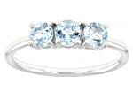 Sky Blue Topaz Rhodium Over Sterling Silver December Birthstone 3-Stone Ring 0.82ctw