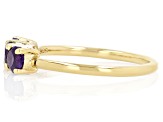 Purple Amethyst 18k Yellow Gold Over Sterling Silver February Birthstone 3-Stone Ring .66ctw