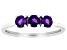 Purple Amethyst Rhodium Over Sterling Silver February Birthstone 3-Stone Ring .66ctw