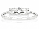 Blue Aquamarine Rhodium Over Sterling Silver March Birthstone 3-Stone Ring .59ctw