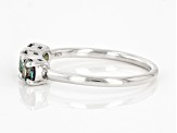 Blue Lab Created Alexandrite Rhodium Over Sterling Silver June Birthstone 3-Stone Ring .89ctw