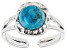 Blue Turquoise Rhodium Over Sterling Silver December Birthstone Hammered Ring