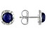 Blue Lapis Lazuli Rhodium Over Silver September Birthstone Hammered Stud Earrings