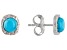 Blue Turquoise Rhodium Over Sterling Silver December Birthstone Hammered Stud Earrings