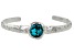 Blue Turquoise Rhodium Over Sterling Silver December Birthstone Hammered Cuff Bracelet