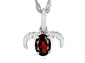 Red Garnet Rhodium Over Sterling Silver Capricorn Pendant With Chain .81ct