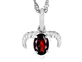 Red Garnet Rhodium Over Sterling Silver Capricorn Pendant With Chain .81ct