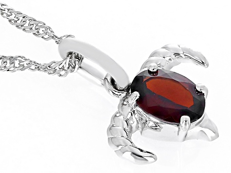 Red Garnet Rhodium Over Sterling Silver Capricorn Pendant With Chain .81ct