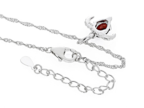 Red Garnet Rhodium Over Sterling Silver Capricorn Pendant With Chain .81ct