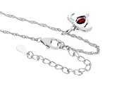 Red Garnet Rhodium Over Sterling Silver Capricorn Pendant With Chain .81ct